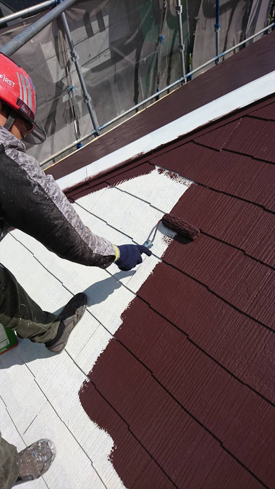 別府市馬場｜スーパーシャネツサーモSiで屋根塗装です　