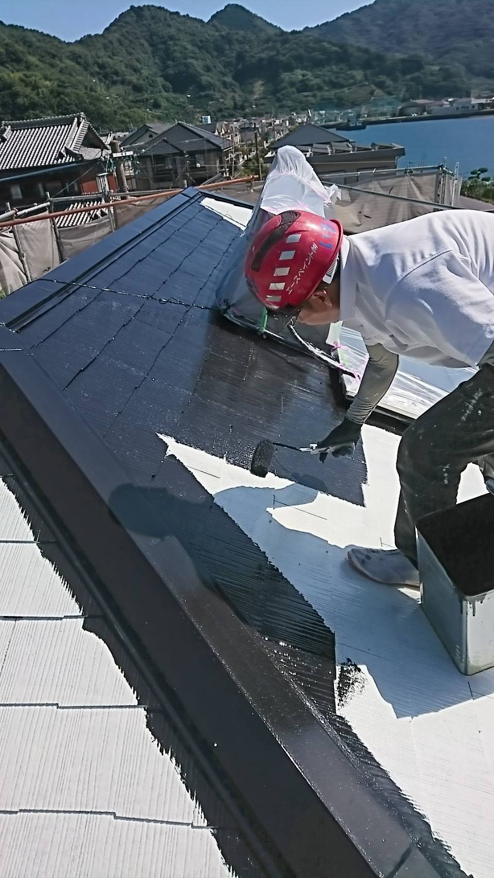 津久見市千怒｜スーパーシャネツサーモSiで屋根塗装です　